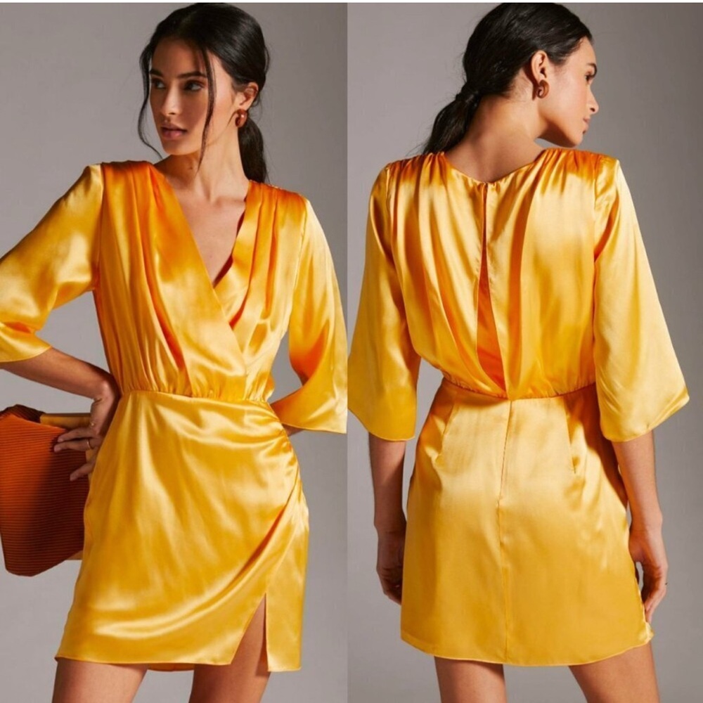 ANTHROPOLOGIE AMANDA UPRICHARD V-Neck Silk
Melinda Yellow Orange Dress XS - NWT